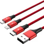 Unitek Braided USB to Lightning / Type-C / micro USB Cable 3A Κόκκινο 1.2m (C4049RD)
