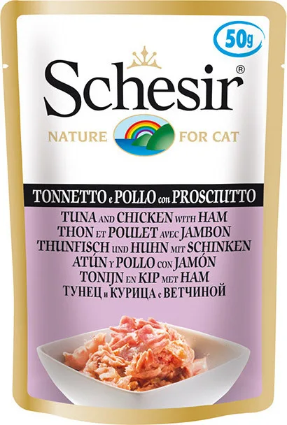 20200708121241_schesir_nature_for_cat_kotopoulo_tonos_zampon_50gr Schesir Nature for Cat Υγρή Τροφή για Ενήλικες Γάτες σε Φακελάκι με Κοτόπουλο και Τόνο χωρίς Γλουτένη 50gr - Image 1