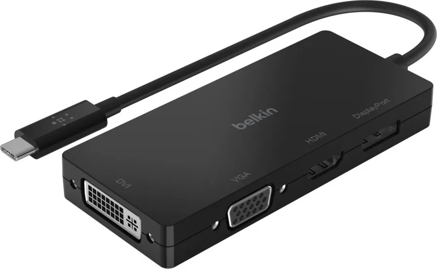 20200819104156_belkin_usb_c_male_dvi_i_displayport_hdmi_vga_female_avc003btbk Belkin Μετατροπέας USB-C male σε DVI-I / DisplayPort / HDMI / VGA female 1τμχ AVC003btBK - Image 1