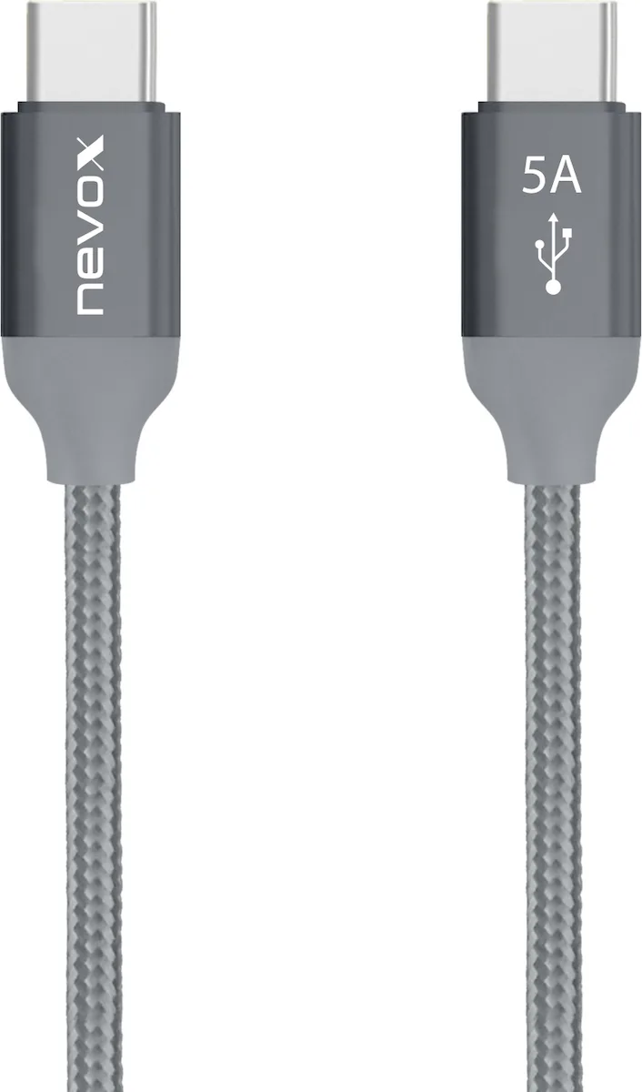 Nevox Braided USB 2.0 Cable USB-C male - USB-C 100W Γκρι 2m (1654) - Image 1