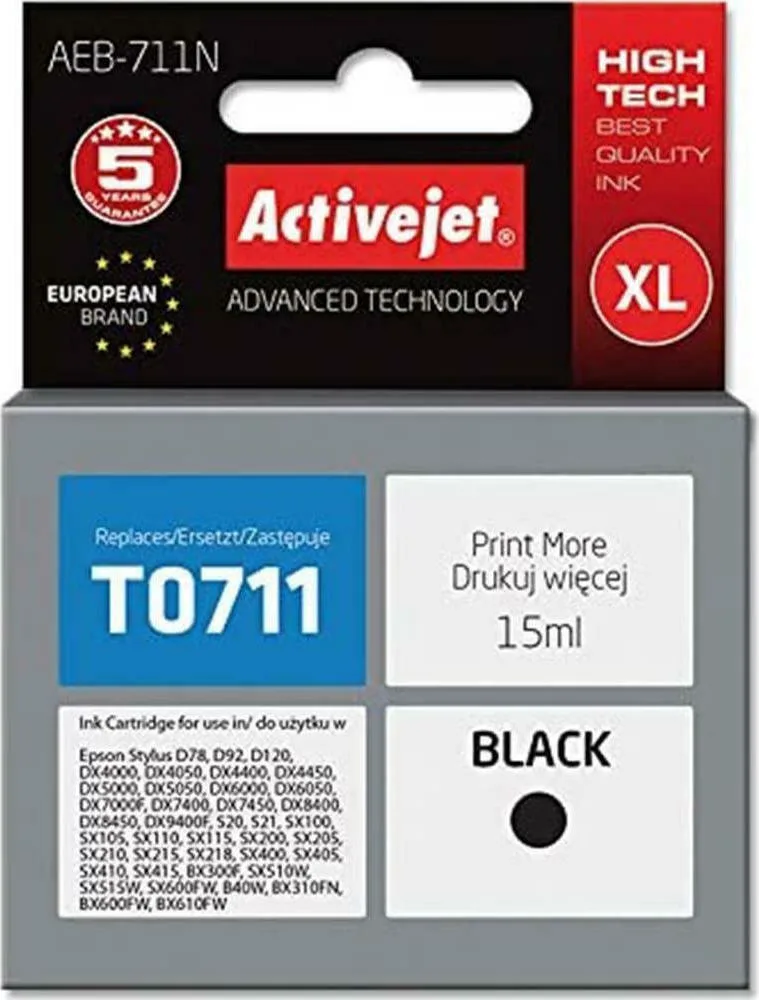 20200908131904_active_jet_symvato_melani_epson_t0711_black Active Jet Συμβατό Μελάνι Εκτυπωτή InkJet Epson T0711/T0891 15ml Μαύρο - Image 1