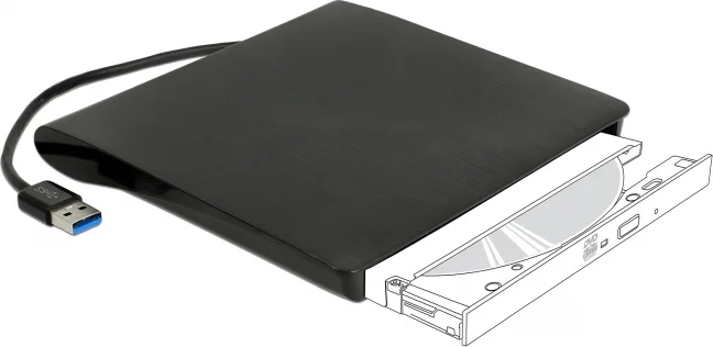 DeLock External Enclosure for 5.25″ Ultra Slim SATA Drives 9.5 mm to USB Type-A male - Image 1