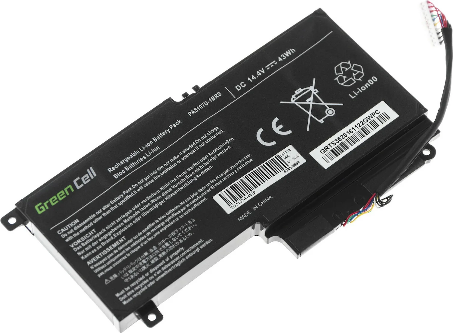 Green Cell Συμβατή Μπαταρία για Toshiba Satellite L50-A/L50-A-1EK/L50-A-19N με 2838mAh (TS51) - Image 1