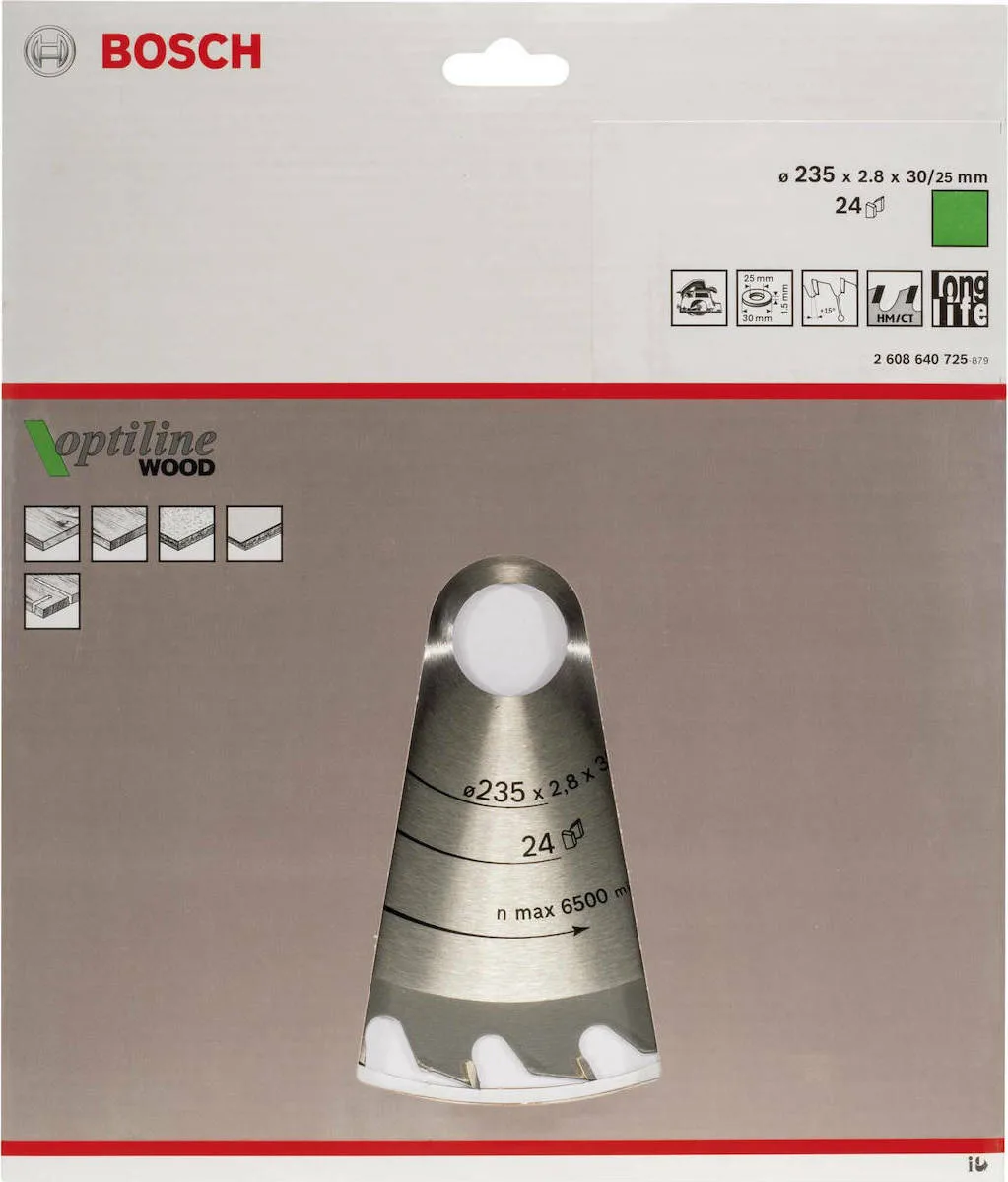20201119170524_bosch_prionodiskos_optiline_wood_2608640725_235mm Bosch Optiline Wood Δίσκος Κοπής Ξύλου με 24 Δόντια 235mm 2608640725 - Image 1