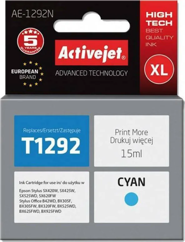 20201221121443_active_jet_symvato_melani_epson_t1292_kyano Active Jet Συμβατό Μελάνι Εκτυπωτή InkJet Epson T1292 15ml Κυανό 1τμχ AE-1292N - Image 1