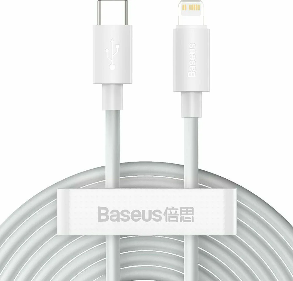 20201223140145_baseus_regular_usb_2_0_cable_usb_c_male_lightning_leyko_1_5m_tzcatlzj_02_2tmch Baseus Simple Wisdom USB-C to Lightning Cable 20W Λευκό 1.5m (TZCATLZJ-02) - Image 1