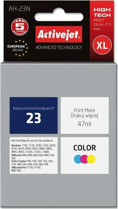 Active Jet Συμβατό Μελάνι Εκτυπωτή InkJet HP 23 C1823D 47ml Πολλαπλό (Color) - Image 1