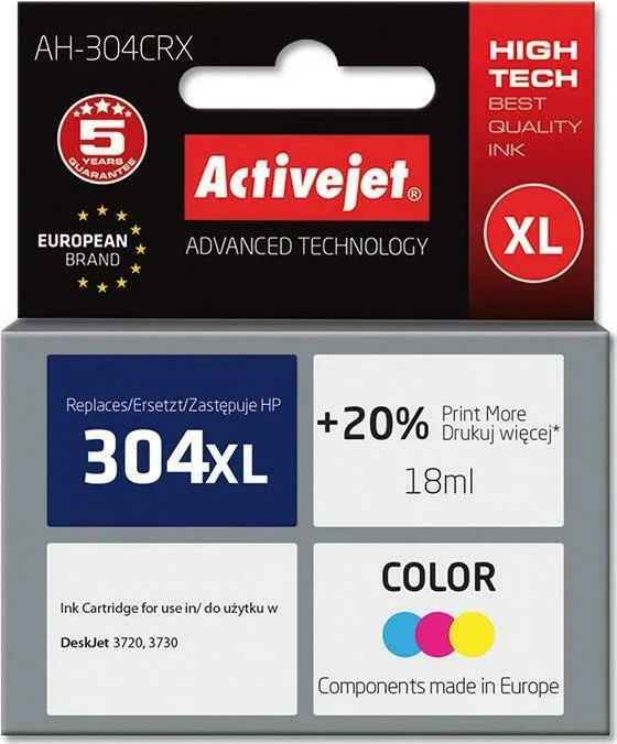 Active Jet Συμβατό Μελάνι Εκτυπωτή InkJet HP 304XL N9K07AE 400 Σελίδων 18ml Πολλαπλό (Color) 1τμχ AH-304CRX - Image 1