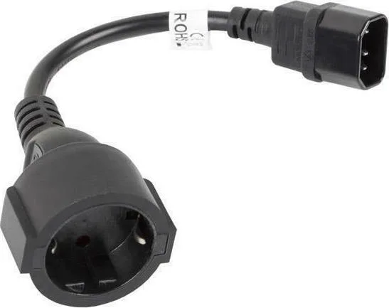 Lanberg Schuko - IEC C14 Cable 0.18m Μαύρο CA-C14E-10CC-0018-BK - Image 1