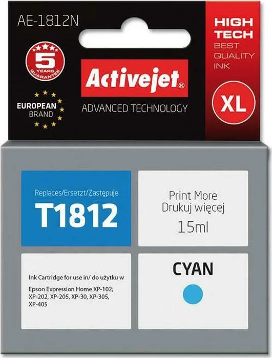 20210104130349_active_jet_symvato_melani_epson_t1812_kyano Active Jet Συμβατό Μελάνι Εκτυπωτή InkJet Epson T1812 15ml Κυανό 1τμχ AE-1812N - Image 1