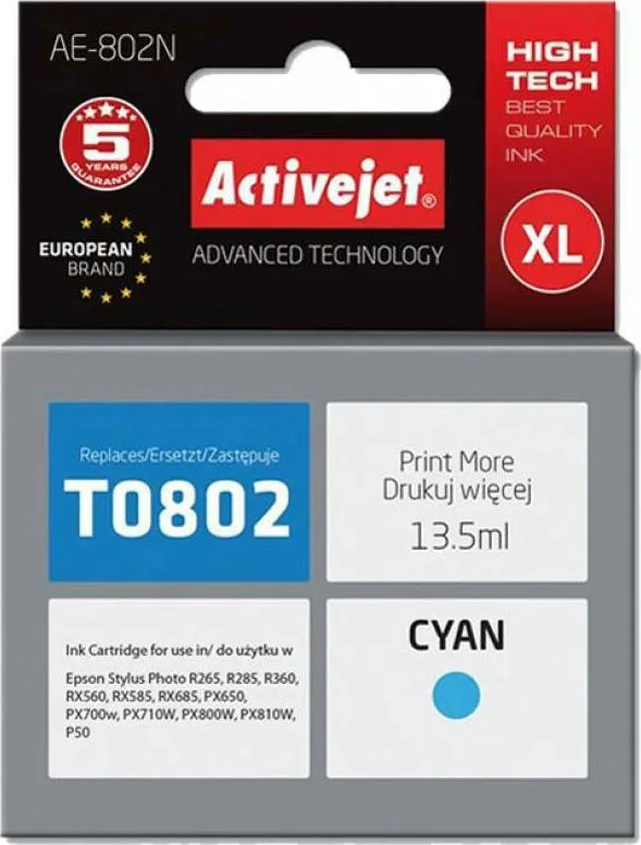 20210104144101_active_jet_symvato_melani_epson_t0802_kyano Active Jet Συμβατό Μελάνι Εκτυπωτή InkJet Epson T0802 13.5ml Κυανό 1τμχ AE-802N - Image 1