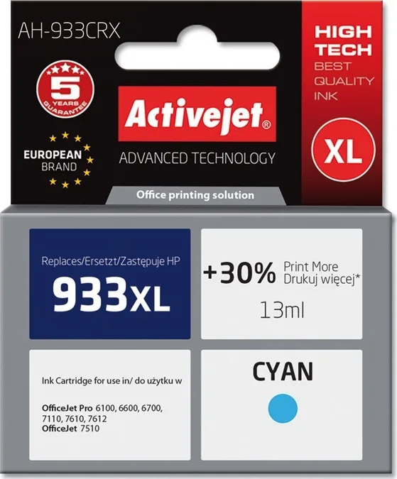 20210105124523_active_jet_symvato_melani_hp_933xl_kyano Active Jet Συμβατό Μελάνι Εκτυπωτή InkJet HP 933XL CN054AE 13ml Κυανό 1τμχ AH-933CRX - Image 1