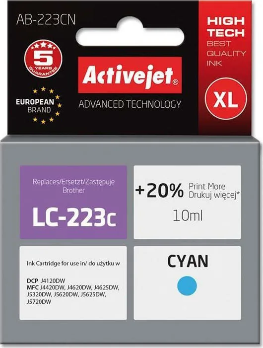 20210105130058_active_jet_symvato_melani_brother_lc223c_kyano Active Jet Συμβατό Μελάνι Εκτυπωτή InkJet Brother LC-223C 10ml Κυανό - Image 1