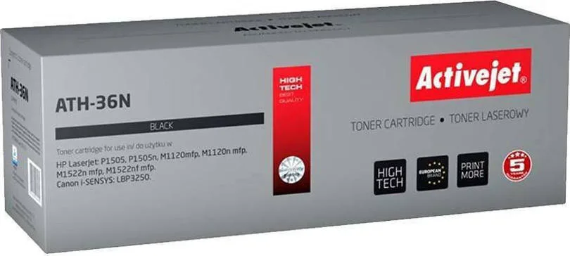 20210113114101_active_jet_symvato_toner_hp_cb436a_canon_crg_713_black Active Jet Συμβατό Toner για Laser Εκτυπωτή HP 36A CB436A / Canon CRG-713 2000 Σελίδων Μαύρο - Image 1