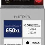 Active Jet Πακέτο Συμβατών Μελανιών Εκτυπωτή InkJet HP 650XL CZ102AE/CZ101AE 20ml Πολλαπλό (Color) / Μαύρο 2τμχ AH-M650RX