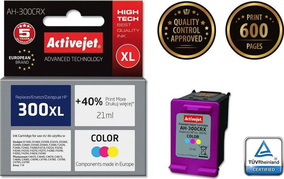 Active Jet Συμβατό Μελάνι Εκτυπωτή InkJet HP 300CXL CC644EE 21ml Πολλαπλό (Color) 1τμχ AH-300CRX - Image 1