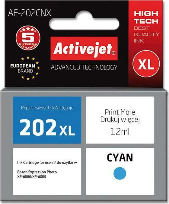 20210114130032_active_jet_symvato_melani_epson_202xl_kyano Active Jet Συμβατό Μελάνι Εκτυπωτή InkJet Epson 202XL H24010 12ml Κυανό - Image 1