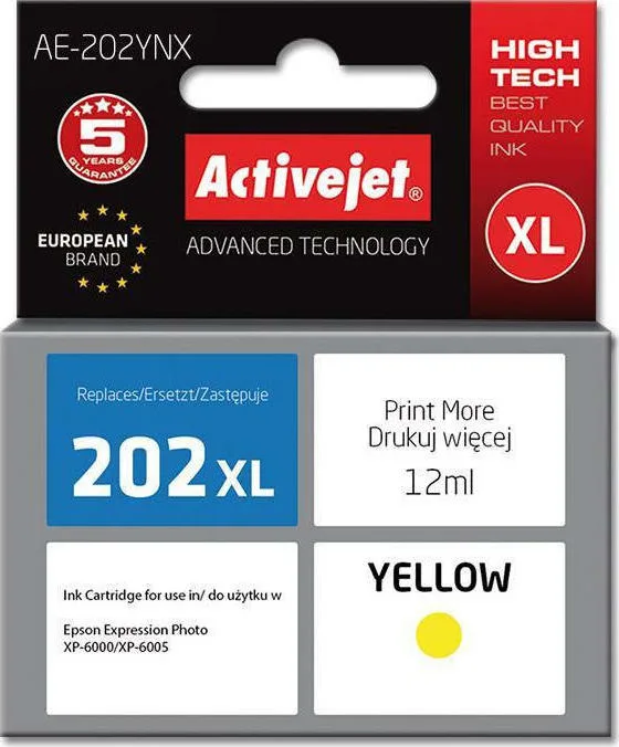 20210114130117_active_jet_symvato_melani_epson_202xl_kitrino Active Jet Συμβατό Μελάνι Εκτυπωτή InkJet Epson 202XL H44010 12ml Κίτρινο - Image 1