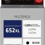 Active Jet Πακέτο Συμβατών Μελανιών Εκτυπωτή InkJet HP 652XL F6V24AE 20ml Πολλαπλό (Color) / Μαύρο 2τμχ AH-M652RX