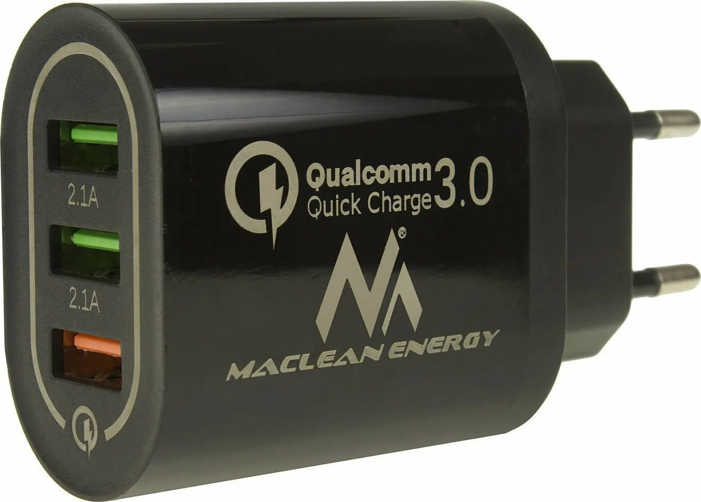 20210211145331_maclean_3x_usb_wall_adapter_mayro_mce479b Maclean Energy Φορτιστής Χωρίς Καλώδιο 15W Quick Charge 3.0 Μαύρος (MCE479B) - Image 1