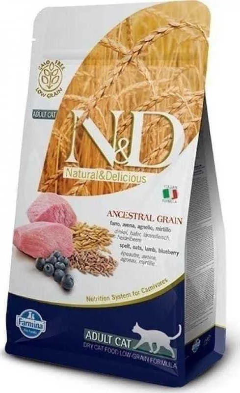 Farmina N&D Ancestral Grain Blueberry Adult Ξηρά Τροφή με Λίγα Σιτηρά για Ενήλικες Γάτες με Αρνί 1.5kg - Image 1