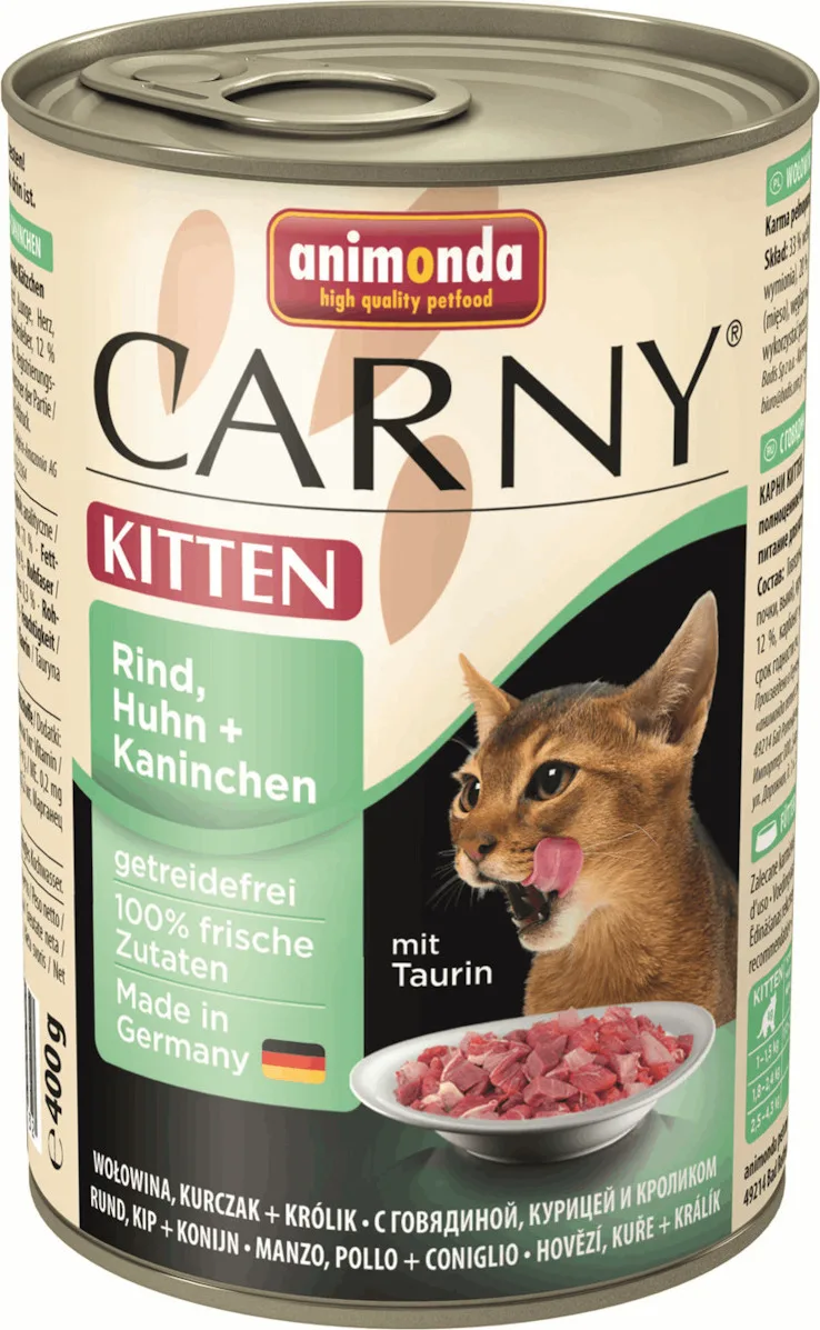 20210215133944_animonda_carny_kitten_vodino_kotopoulo_kouneli_400gr Animonda Carny Kitten Υγρή Τροφή για Ανήλικες Γάτες σε Κονσέρβα με Βοδινό, Κοτόπουλο και Κουνέλι χωρίς Γλουτένη 400gr - Image 1