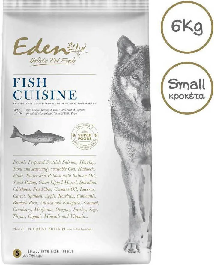 Eden 80/20 Fish Cuisine Dog Food Μικρή Κροκέτα 6kg Ξηρά Τροφή Σκύλων Μικρόσωμων Φυλών με Ψάρια - Image 1