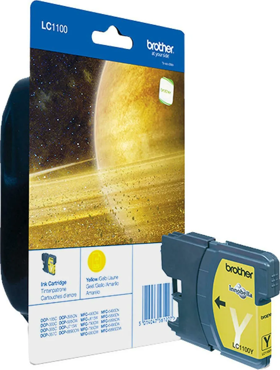 20210222131556_brother_lc1100_yellow_lc1100y Brother LC1100 Γνήσιο Μελάνι Εκτυπωτή InkJet Κίτρινο (LC-1100Y) - Image 1