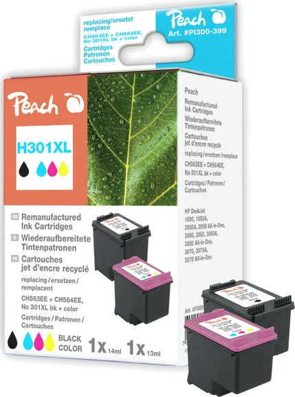 Peach Πακέτο Συμβατών Μελανιών Εκτυπωτή InkJet HP 301XL CH564EE Πολλαπλό (Color) / Μαύρο - Image 1