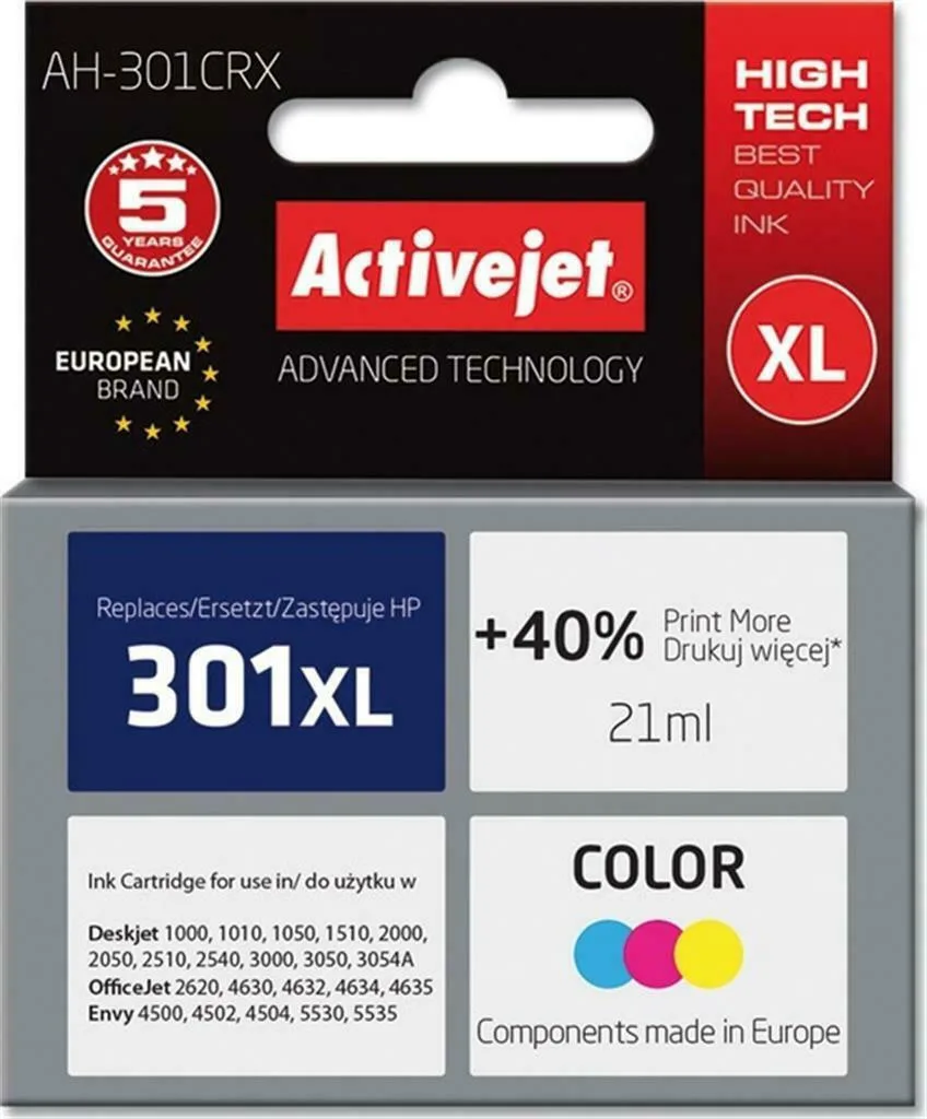 Active Jet Συμβατό Μελάνι Εκτυπωτή InkJet HP 301XL CH564EE 460 Σελίδων 21ml Πολλαπλό (Color) 1τμχ AH-301CRX - Image 1