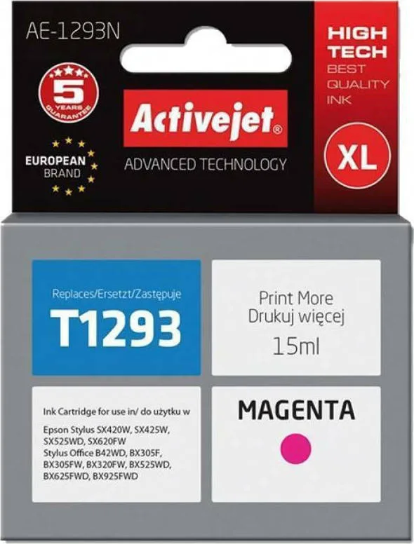 20210303155515_active_jet_symvato_melani_epson_t1293_magenta Active Jet Συμβατό Μελάνι Εκτυπωτή InkJet Epson T1293 15ml Ματζέντα 1τμχ AE-1293N - Image 1