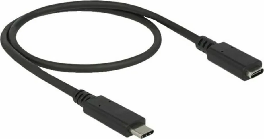 DeLock USB 3.1 Cable USB-C male - USB-C female 60W Μαύρο 0.5m (85532) - Image 1