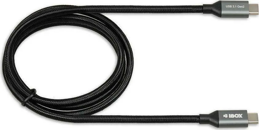 iBox IBOX Braided USB 3.1 Cable USB-C male - USB-C Μαύρο 1m IKUMTC31G2 - Image 1