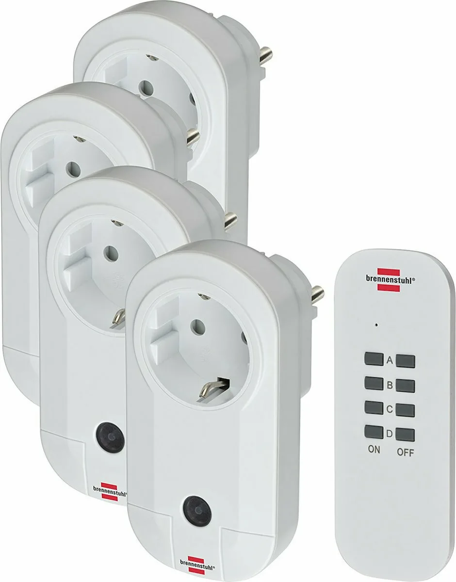 Brennenstuhl Comfort-Line Remote Control Set 4x IP20 Μονόπριζο με Διακόπτη, Τηλεχειριστήριο και Καλώδιο 25m 4τμχ 1507050 - Image 1