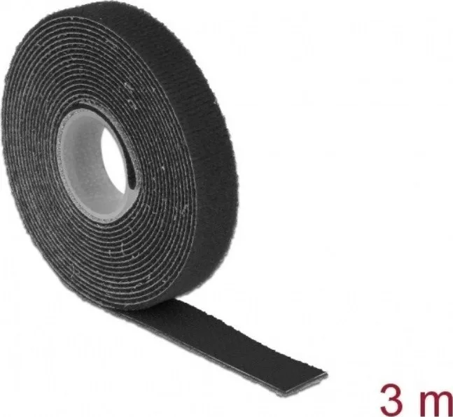 DeLock Hook & Loop Μαύρη Αυτοκόλλητη Ταινία Χριτς Χρατς Μαύρη 3mx13mm 18710 - Image 1