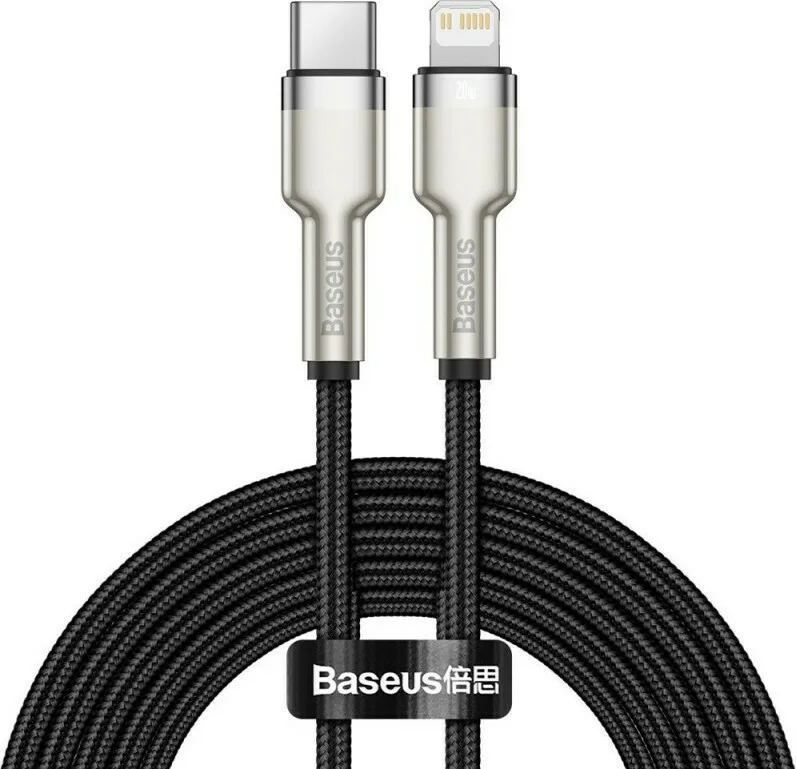 Baseus Cafule Metal Braided USB-C to Lightning Cable 20W Μαύρο 2m (CATLJK-B01) - Image 1