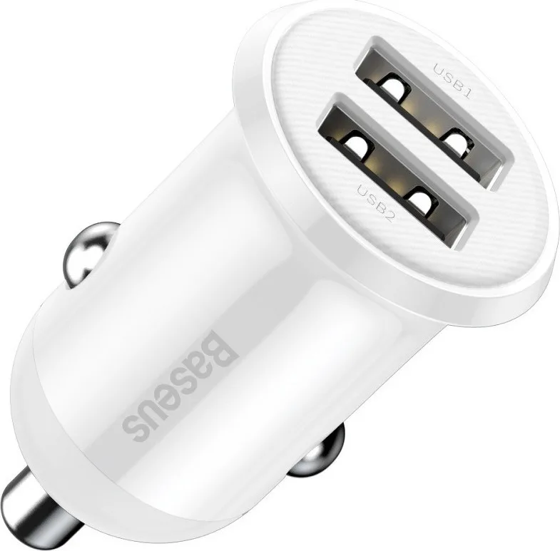 Baseus Grain Pro Φορτιστής Αυτοκινήτου 3.1A με Θύρες: 2xUSB Λευκό Χρώμα CCALLP-02 - Image 1