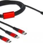 DeLock Regular USB to Lightning / 2x Type-C Cable Μαύρο 1m (86709)