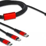 DeLock Regular USB to Lightning / Type-C / micro USB Cable 3A Μαύρο 1m (86711)