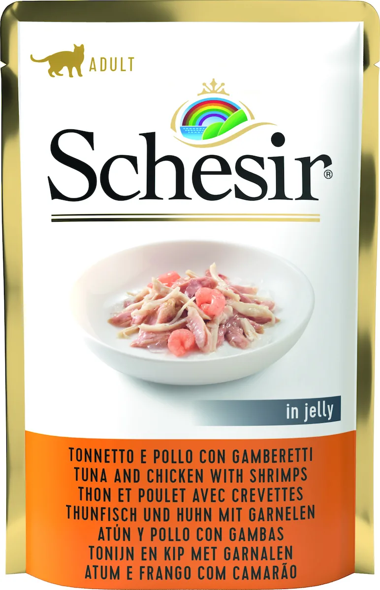 Schesir Nature for Cat Υγρή Τροφή για Ενήλικες Γάτες σε Φακελάκι με Γαρίδες, Κοτόπουλο και Τόνο χωρίς Γλουτένη 85gr 55061367 - Image 1