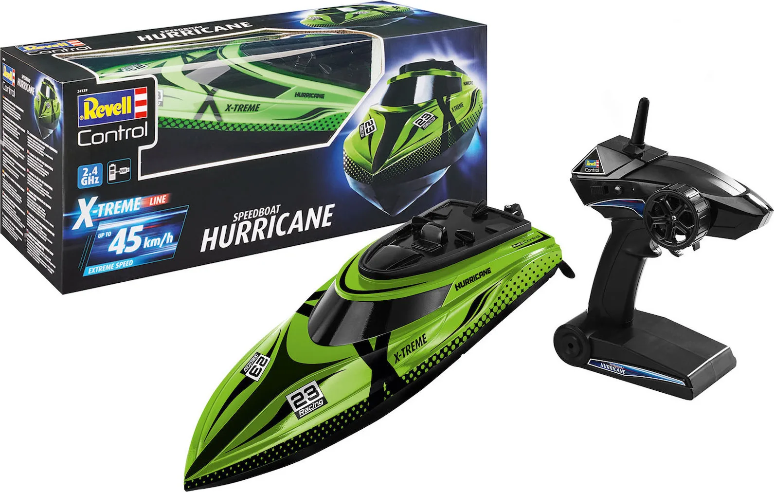 20210621152022_revell_x_treme_hurricane_2_4ghz_tilekateythynomeno_skafos_24139 Revell X-Treme Hurricane Τηλεκατευθυνόμενο Σκάφος 4WD Πράσινο 24139 - Image 1