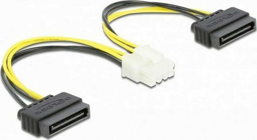 20210706085411_delock_4_pin_eps_male_2x_15_pin_sata_male_cable_0_15m_kitrino_83020 DeLock 8-Pin EPS - 2x 15-Pin Sata Cable 0.15m Πολύχρωμο 83020 - Image 1