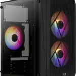 Aerocool CS-107 v2 Gaming Mini Tower Κουτί Υπολογιστή με Πλαϊνό Παράθυρο και RGB Φωτισμό Μαύρο