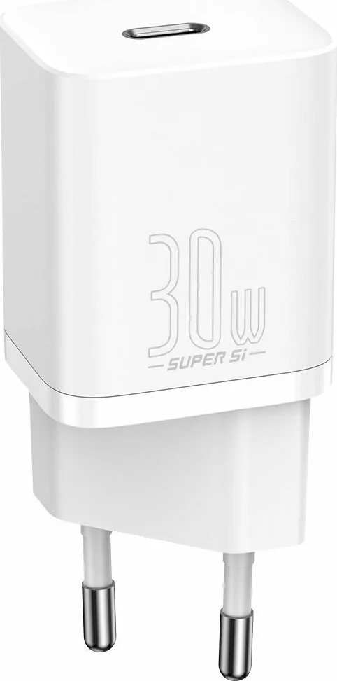 Baseus Φορτιστής Χωρίς Καλώδιο με Θύρα USB-C 30W Power Delivery Λευκός (Super Si) - Image 1