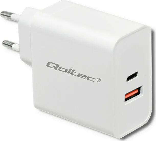 Qoltec Φορτιστής Χωρίς Καλώδιο με Θύρα USB-A και Θύρα USB-C 63W Quick Charge 3.0 Λευκός (51715) - Image 1