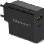 Qoltec Φορτιστής Χωρίς Καλώδιο με Θύρα USB-A και Θύρα USB-C 42W Power Delivery Μαύρος (51717)