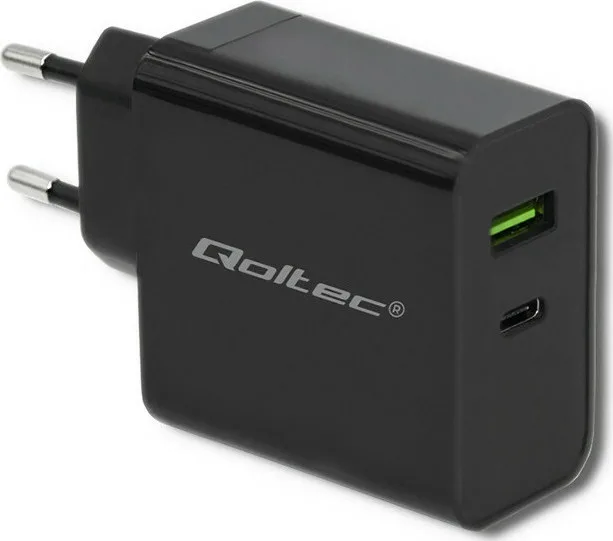 Qoltec Φορτιστής Χωρίς Καλώδιο με Θύρα USB-A και Θύρα USB-C 42W Power Delivery Μαύρος (51717) - Image 1