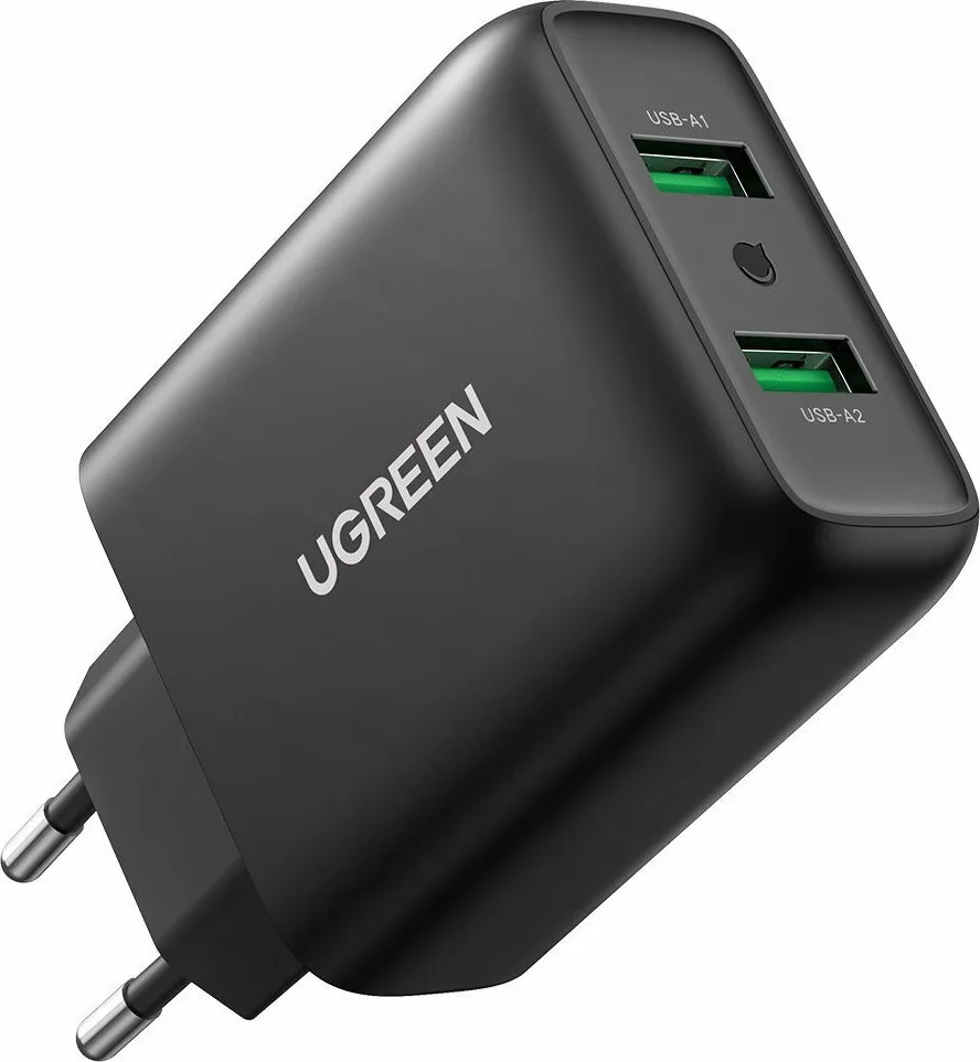 Ugreen Φορτιστής Χωρίς Καλώδιο με 2 Θύρες USB-A 36W Quick Charge 3.0 Μαύρος (CD161) - Image 1