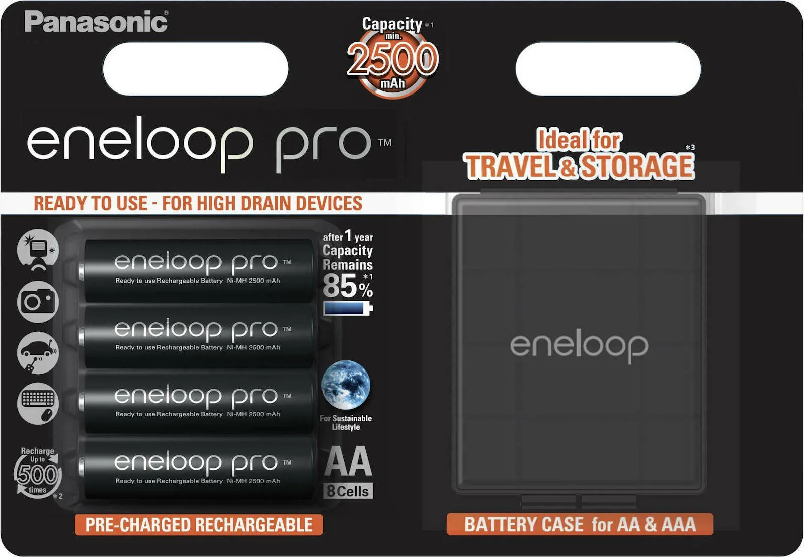 Panasonic Eneloop Pro With Battery Case Επαναφορτιζόμενες Μπαταρίες AA Ni-MH 2500mAh 1.2V 4τμχ - Image 1