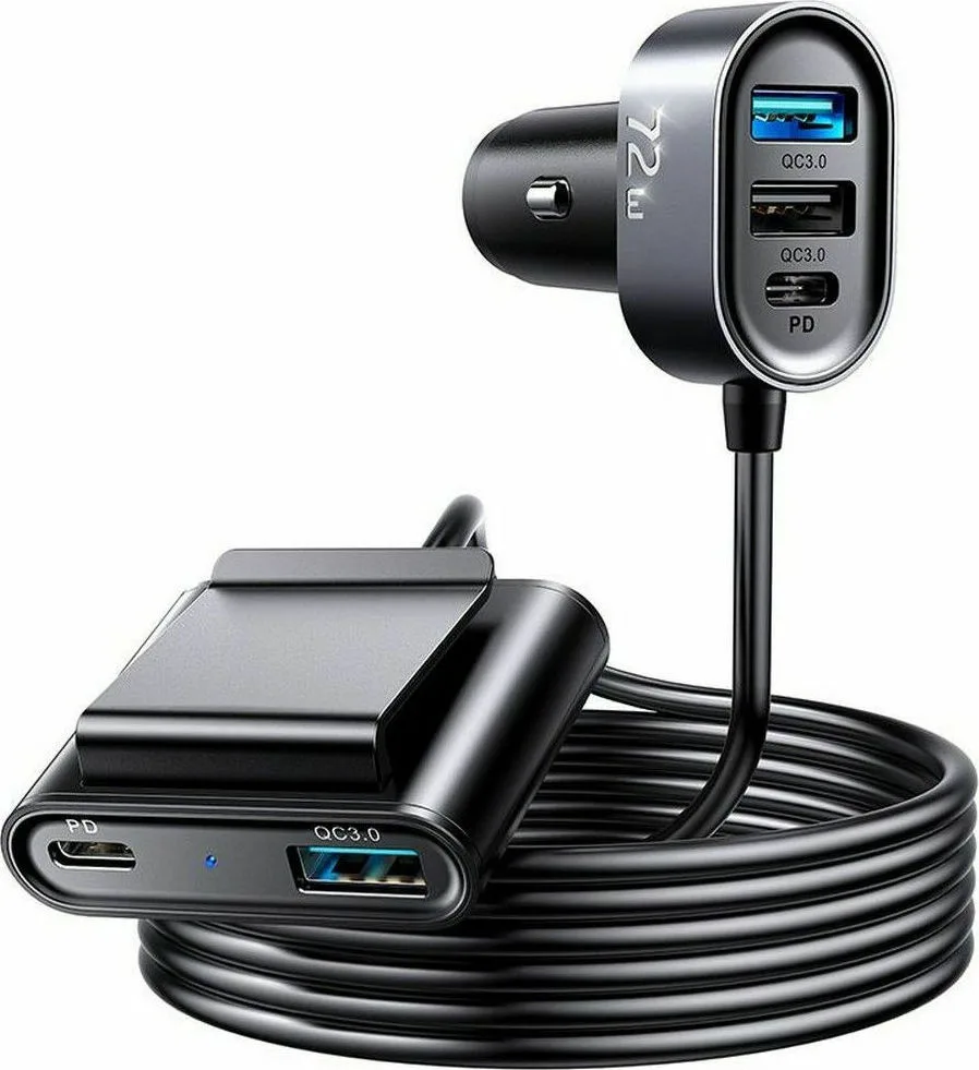 Joyroom Φορτιστής Αυτοκινήτου JR-CL05 72W 6.2A Γρήγορης Φόρτισης με Θύρες: 3xUSB 2xType-C μαζί με Καλώδιο Ενσωματωμένο Μαύρος 34473 - Image 1